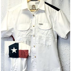 ✅  Tiger Hill Texas Flag Short Sleeve Fishing Shirt Size S Women Top